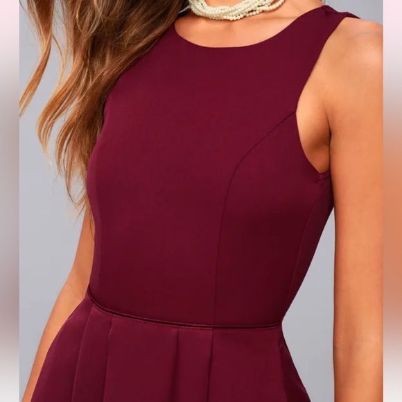 Lulu’s Party Hop Burgundy Backless Skater Dress - Picture 4 of 9